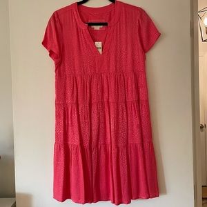 Anthropologie Maeve Hot Pink Cheetah Print Babydoll Dress XSP